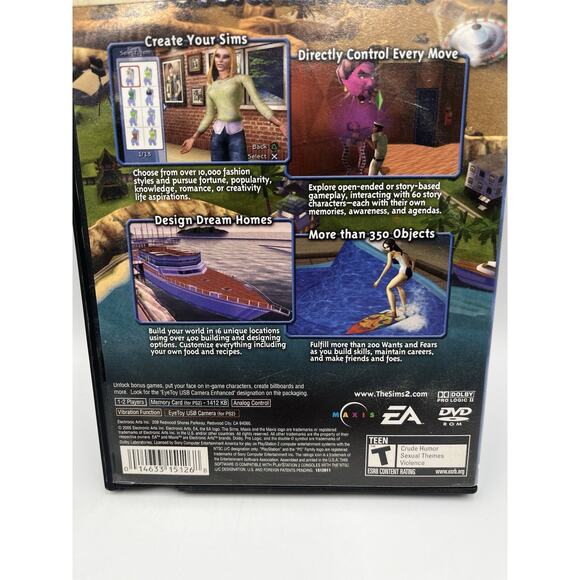 Sims 2 (Sony PlayStation 2, 2005) BLACK LABEL Complete & Tested FREE S/H - Picture 3 of 7